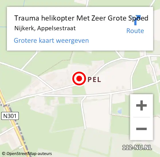 Locatie op kaart van de 112 melding: Trauma helikopter Met Zeer Grote Spoed Naar Nijkerk, Appelsestraat op 12 september 2024 19:09