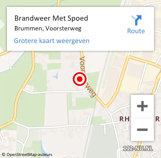 Locatie op kaart van de 112 melding: Brandweer Met Spoed Naar Brummen, Voorsterweg op 12 september 2024 19:11