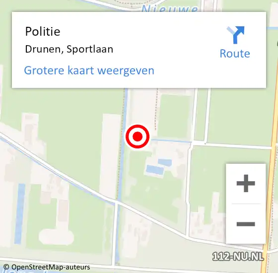 Locatie op kaart van de 112 melding: Politie Drunen, Sportlaan op 12 september 2024 19:22