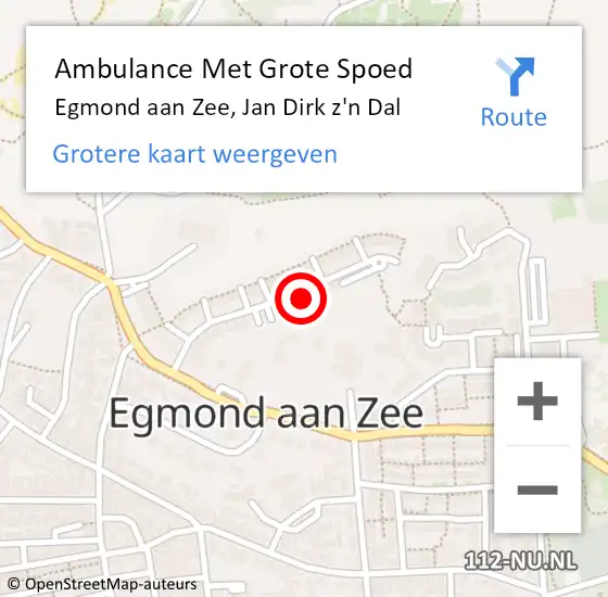 Locatie op kaart van de 112 melding: Ambulance Met Grote Spoed Naar Egmond aan Zee, Jan Dirk z'n Dal op 12 september 2024 19:23