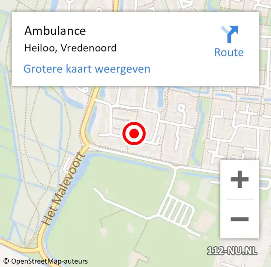 Locatie op kaart van de 112 melding: Ambulance Heiloo, Vredenoord op 12 september 2024 19:37