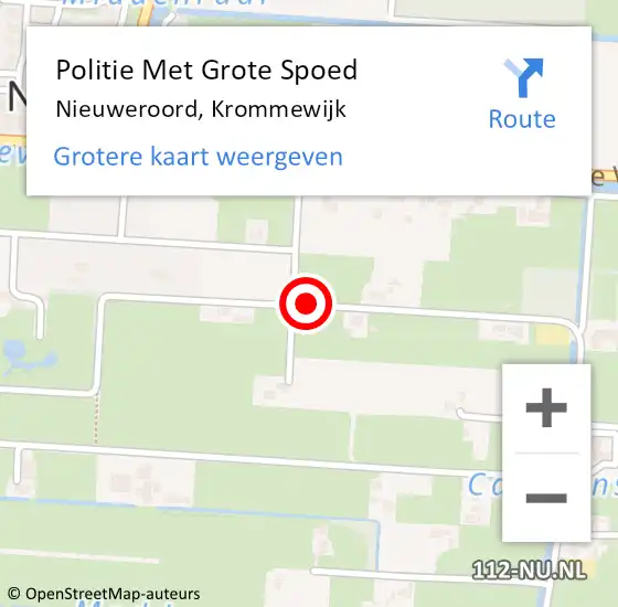 Locatie op kaart van de 112 melding: Politie Met Grote Spoed Naar Nieuweroord, Krommewijk op 12 september 2024 19:38