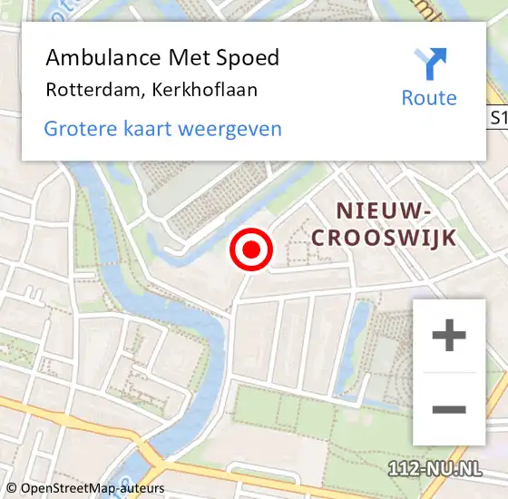 Locatie op kaart van de 112 melding: Ambulance Met Spoed Naar Rotterdam, Kerkhoflaan op 12 september 2024 19:45