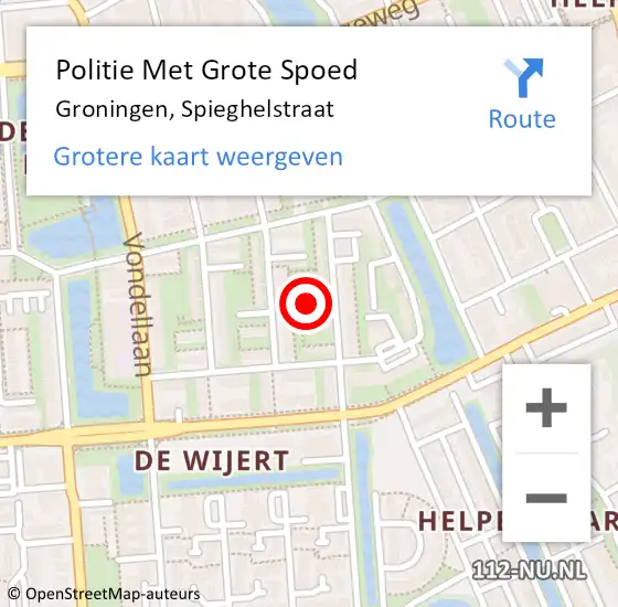 Locatie op kaart van de 112 melding: Politie Met Grote Spoed Naar Groningen, Spieghelstraat op 12 september 2024 19:48