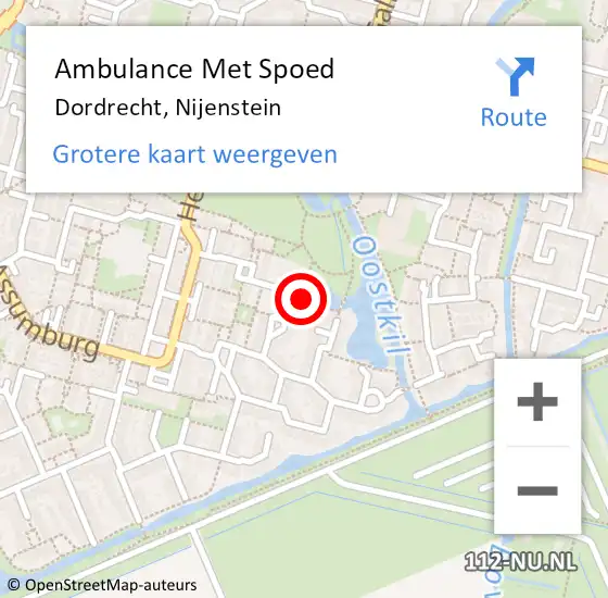 Locatie op kaart van de 112 melding: Ambulance Met Spoed Naar Dordrecht, Nijenstein op 12 september 2024 20:17