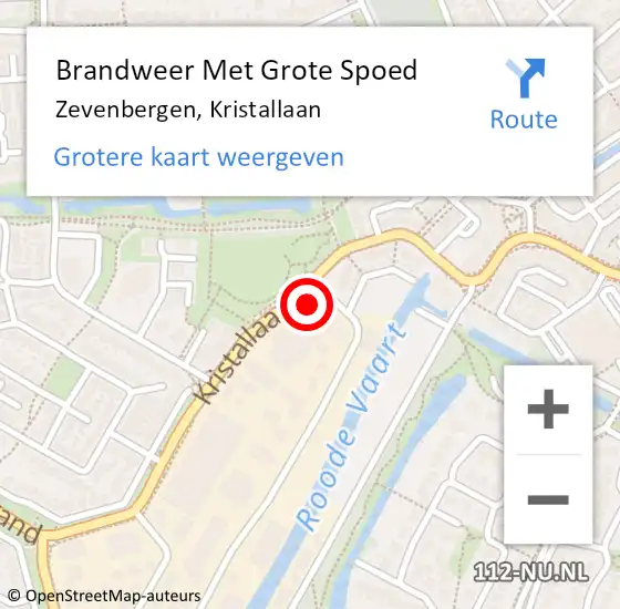 Locatie op kaart van de 112 melding: Brandweer Met Grote Spoed Naar Zevenbergen, Kristallaan op 12 september 2024 20:42