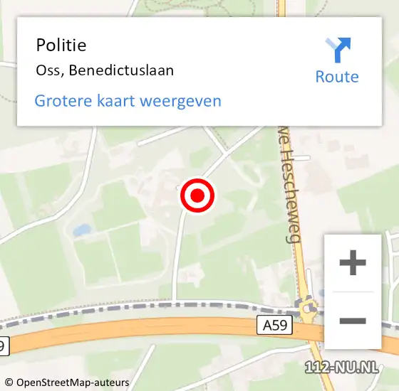 Locatie op kaart van de 112 melding: Politie Oss, Benedictuslaan op 12 september 2024 21:16