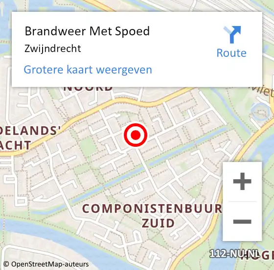 Locatie op kaart van de 112 melding: Brandweer Met Spoed Naar Zwijndrecht op 12 september 2024 21:17