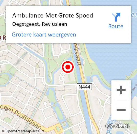 Locatie op kaart van de 112 melding: Ambulance Met Grote Spoed Naar Oegstgeest, Reviuslaan op 12 september 2024 21:19