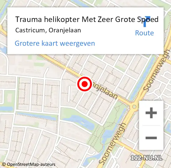 Locatie op kaart van de 112 melding: Trauma helikopter Met Zeer Grote Spoed Naar Castricum, Oranjelaan op 12 september 2024 21:32