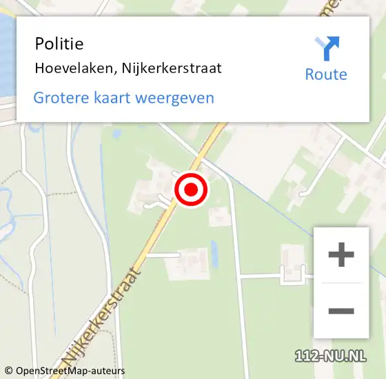 Locatie op kaart van de 112 melding: Politie Hoevelaken, Nijkerkerstraat op 12 september 2024 21:34