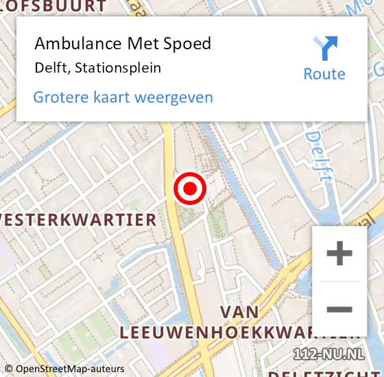 Locatie op kaart van de 112 melding: Ambulance Met Spoed Naar Delft, Stationsplein op 12 september 2024 21:45