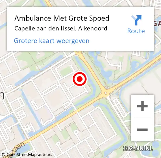 Locatie op kaart van de 112 melding: Ambulance Met Grote Spoed Naar Capelle aan den IJssel, Alkenoord op 12 september 2024 21:51