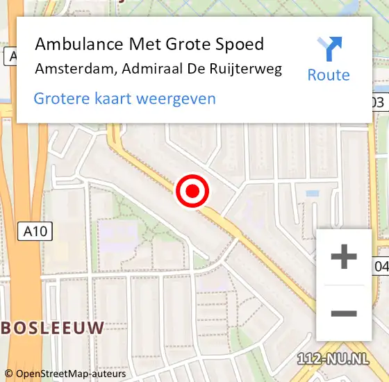 Locatie op kaart van de 112 melding: Ambulance Met Grote Spoed Naar Amsterdam, Admiraal De Ruijterweg op 12 september 2024 21:54