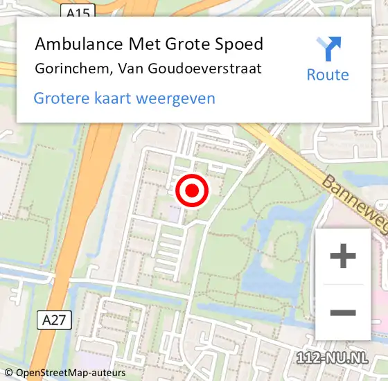 Locatie op kaart van de 112 melding: Ambulance Met Grote Spoed Naar Gorinchem, Van Goudoeverstraat op 12 september 2024 22:00