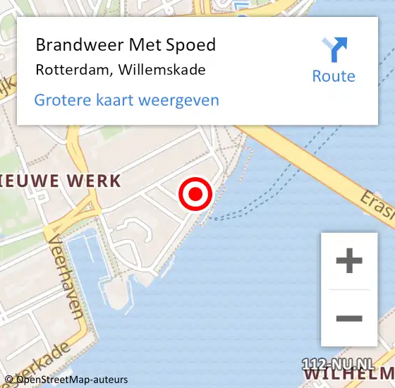 Locatie op kaart van de 112 melding: Brandweer Met Spoed Naar Rotterdam, Willemskade op 12 september 2024 22:04