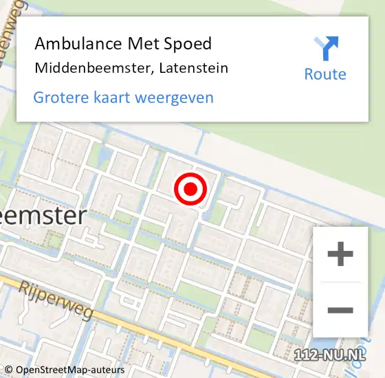 Locatie op kaart van de 112 melding: Ambulance Met Spoed Naar Middenbeemster, Latenstein op 12 september 2024 22:13