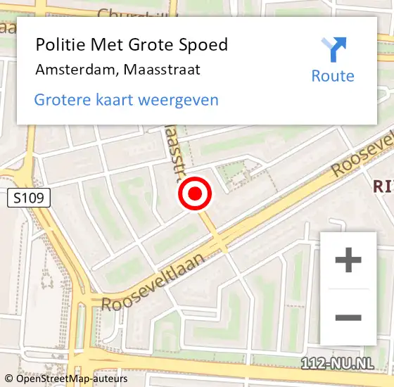 Locatie op kaart van de 112 melding: Politie Met Grote Spoed Naar Amsterdam, Maasstraat op 12 september 2024 22:26