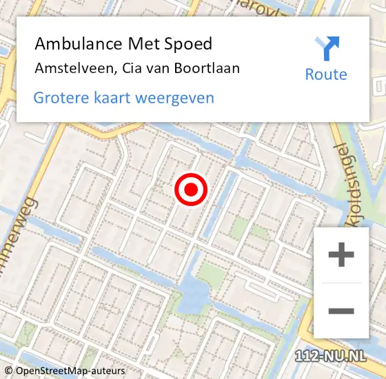 Locatie op kaart van de 112 melding: Ambulance Met Spoed Naar Amstelveen, Cia van Boortlaan op 12 september 2024 22:53