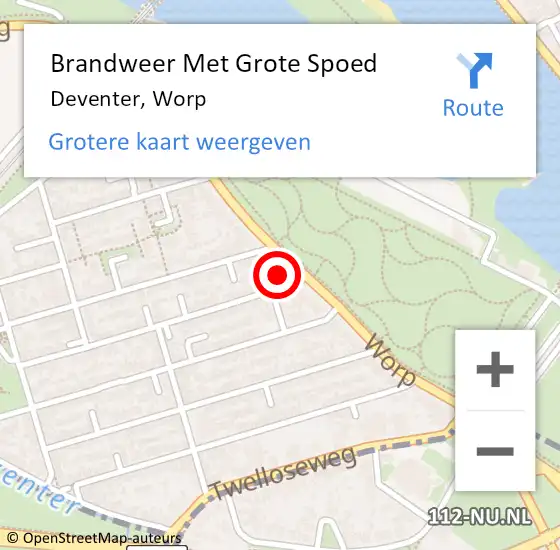 Locatie op kaart van de 112 melding: Brandweer Met Grote Spoed Naar Deventer, Worp op 12 september 2024 23:21