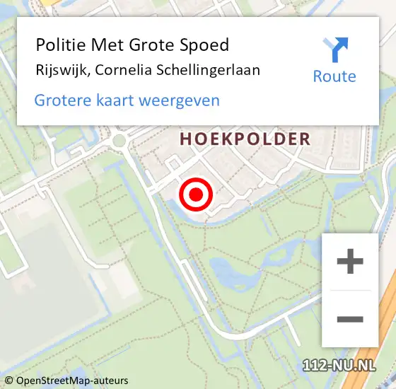 Locatie op kaart van de 112 melding: Politie Met Grote Spoed Naar Rijswijk, Cornelia Schellingerlaan op 12 september 2024 23:45