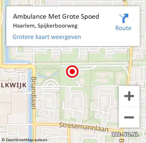 Locatie op kaart van de 112 melding: Ambulance Met Grote Spoed Naar Haarlem, Spijkerboorweg op 13 september 2024 00:09