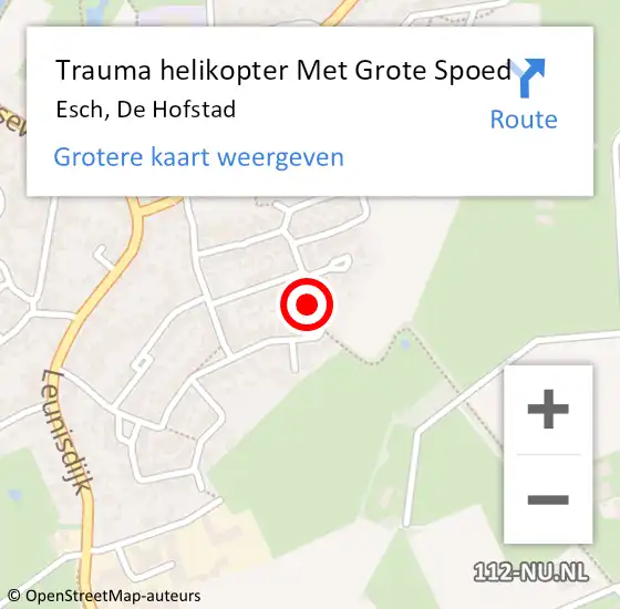 Locatie op kaart van de 112 melding: Trauma helikopter Met Grote Spoed Naar Esch, De Hofstad op 13 september 2024 00:13