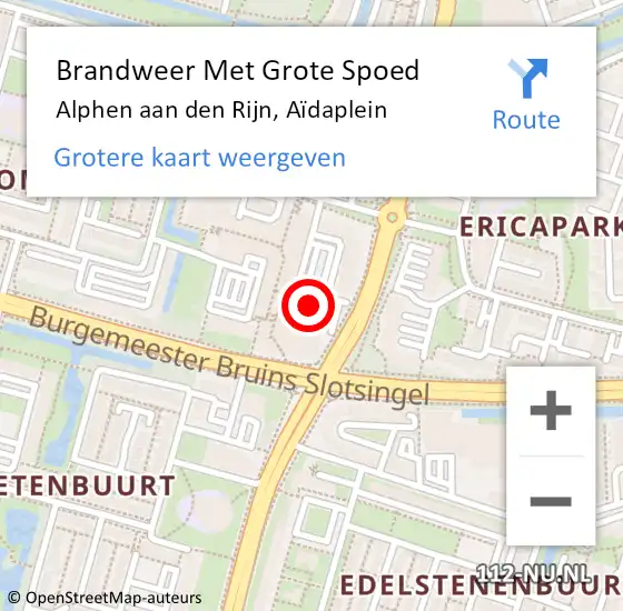 Locatie op kaart van de 112 melding: Brandweer Met Grote Spoed Naar Alphen aan den Rijn, Aïdaplein op 13 september 2024 00:39