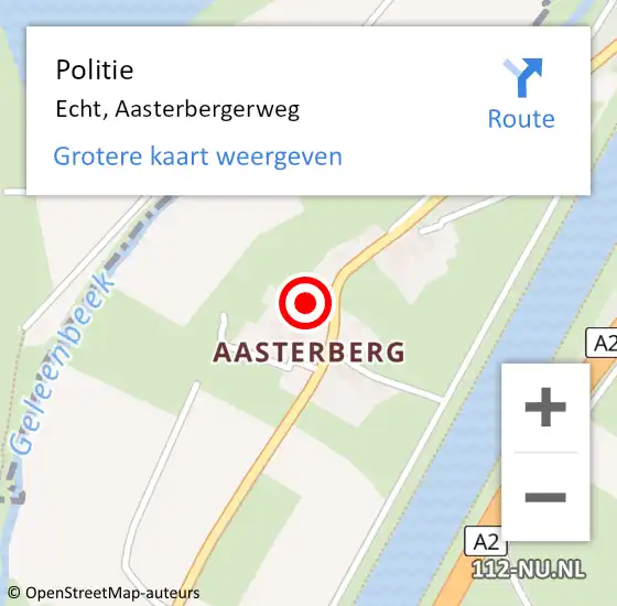 Locatie op kaart van de 112 melding: Politie Echt, Aasterbergerweg op 13 september 2024 00:41