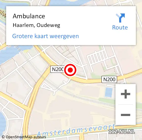 Locatie op kaart van de 112 melding: Ambulance Haarlem, Oudeweg op 13 september 2024 00:51