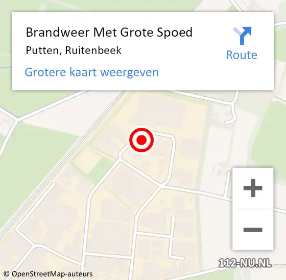 Locatie op kaart van de 112 melding: Brandweer Met Grote Spoed Naar Putten, Ruitenbeek op 13 september 2024 01:27