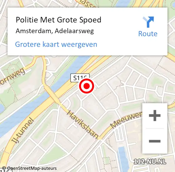 Locatie op kaart van de 112 melding: Politie Met Grote Spoed Naar Amsterdam, Adelaarsweg op 13 september 2024 01:41