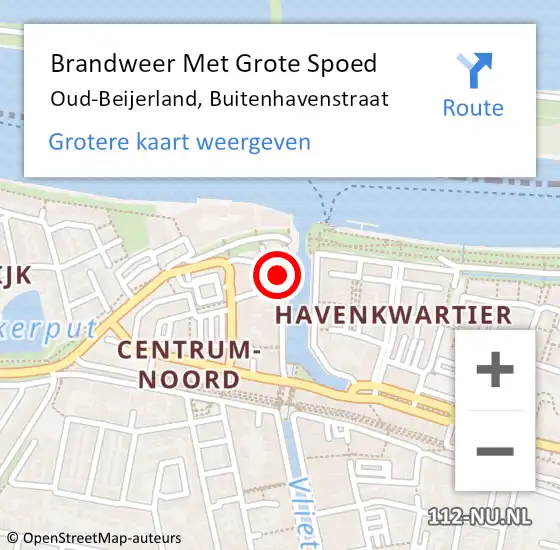 Locatie op kaart van de 112 melding: Brandweer Met Grote Spoed Naar Oud-Beijerland, Buitenhavenstraat op 13 september 2024 01:53