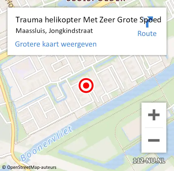 Locatie op kaart van de 112 melding: Trauma helikopter Met Zeer Grote Spoed Naar Maassluis, Jongkindstraat op 13 september 2024 01:57