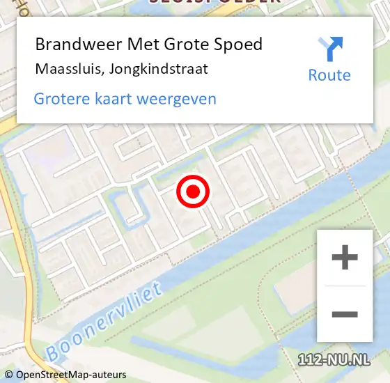 Locatie op kaart van de 112 melding: Brandweer Met Grote Spoed Naar Maassluis, Jongkindstraat op 13 september 2024 01:57