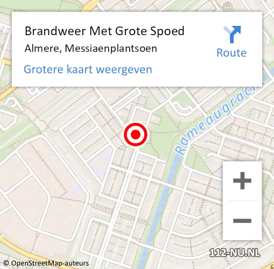 Locatie op kaart van de 112 melding: Brandweer Met Grote Spoed Naar Almere, Messiaenplantsoen op 13 september 2024 02:03