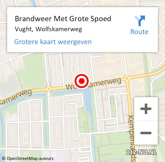 Locatie op kaart van de 112 melding: Brandweer Met Grote Spoed Naar Vught, Wolfskamerweg op 13 september 2024 02:17