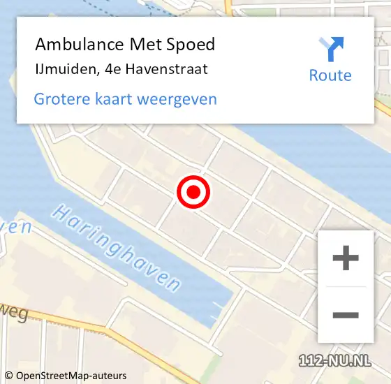 Locatie op kaart van de 112 melding: Ambulance Met Spoed Naar IJmuiden, 4e Havenstraat op 13 september 2024 02:25