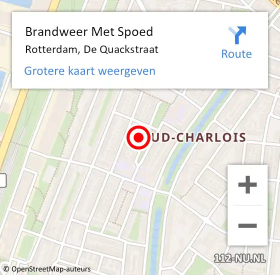 Locatie op kaart van de 112 melding: Brandweer Met Spoed Naar Rotterdam, De Quackstraat op 13 september 2024 02:30