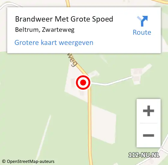 Locatie op kaart van de 112 melding: Brandweer Met Grote Spoed Naar Beltrum, Zwarteweg op 13 september 2024 02:32