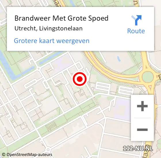 Locatie op kaart van de 112 melding: Brandweer Met Grote Spoed Naar Utrecht, Livingstonelaan op 13 september 2024 02:46