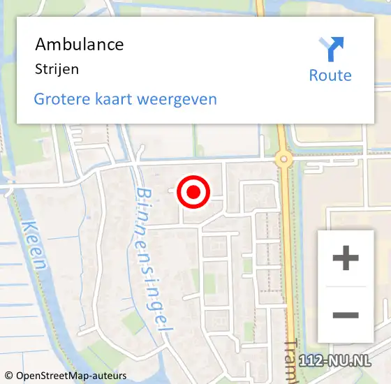 Locatie op kaart van de 112 melding: Ambulance Strijen op 13 september 2024 03:00