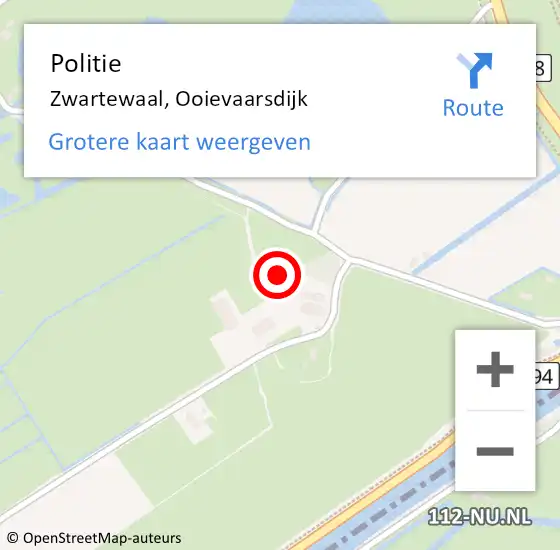 Locatie op kaart van de 112 melding: Politie Zwartewaal, Ooievaarsdijk op 13 september 2024 03:03