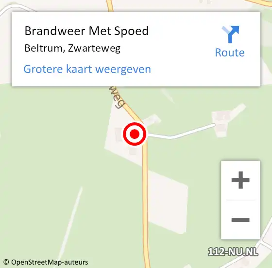 Locatie op kaart van de 112 melding: Brandweer Met Spoed Naar Beltrum, Zwarteweg op 13 september 2024 03:06