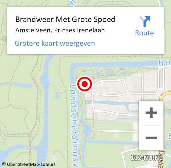 Locatie op kaart van de 112 melding: Brandweer Met Grote Spoed Naar Amstelveen, Prinses Irenelaan op 13 september 2024 03:15