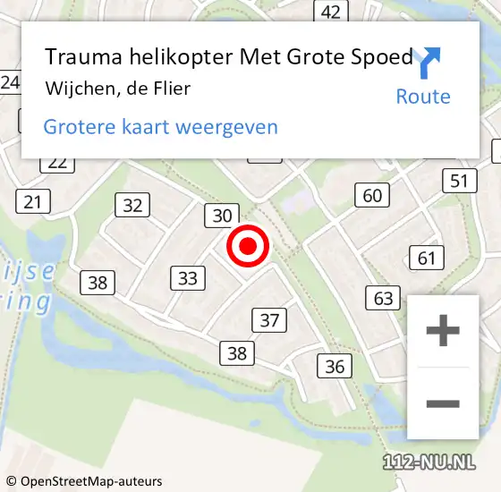 Locatie op kaart van de 112 melding: Trauma helikopter Met Grote Spoed Naar Wijchen, de Flier op 13 september 2024 03:19