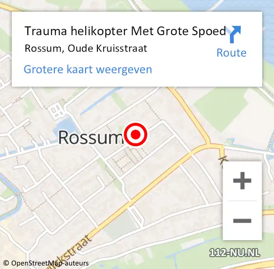 Locatie op kaart van de 112 melding: Trauma helikopter Met Grote Spoed Naar Rossum, Oude Kruisstraat op 13 september 2024 03:47