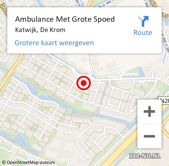 Locatie op kaart van de 112 melding: Ambulance Met Grote Spoed Naar Katwijk, De Krom op 13 september 2024 03:52