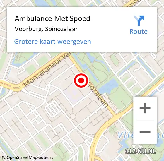 Locatie op kaart van de 112 melding: Ambulance Met Spoed Naar Voorburg, Spinozalaan op 13 september 2024 04:45