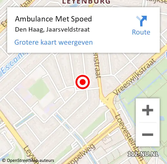 Locatie op kaart van de 112 melding: Ambulance Met Spoed Naar Den Haag, Jaarsveldstraat op 13 september 2024 05:05